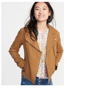 Old Navy Twill Moto Jacket for Women Tan sz Large
